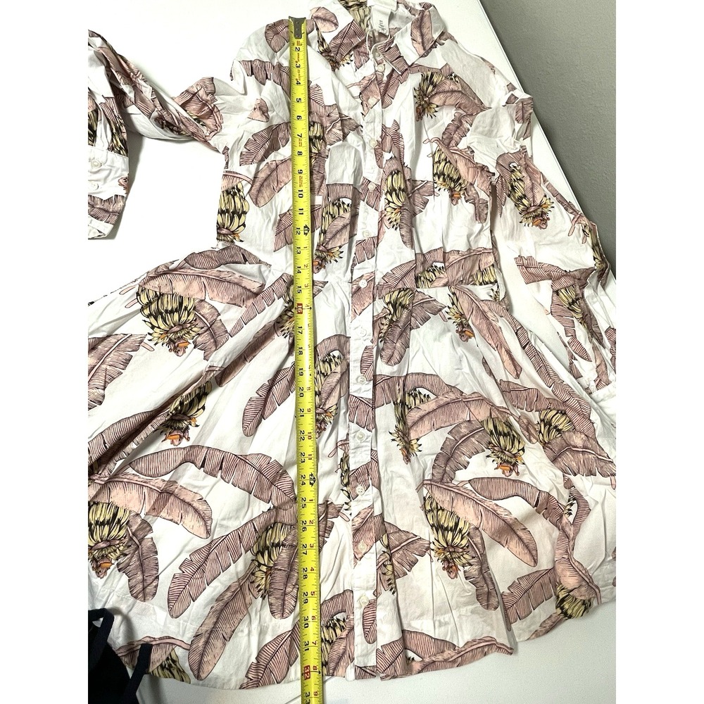 Desmond & Dempsey x H&M Summer Dress Long Sleeve Button up Palm Trees Small - Picture 6 of 11